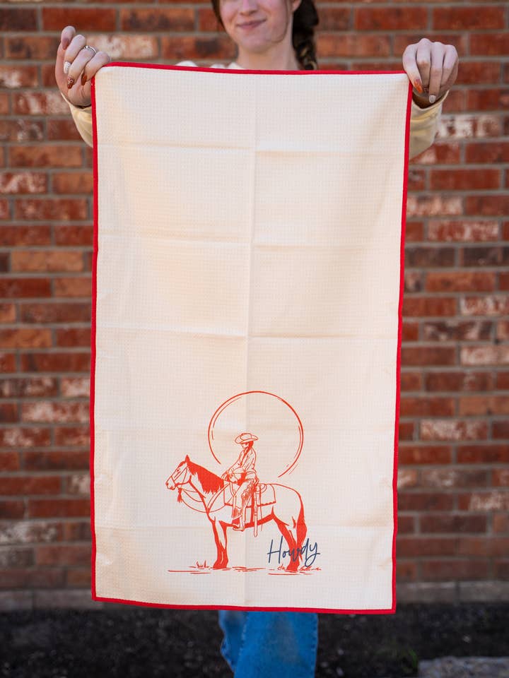 Howdy Tea Towel - Cream for wholesale by Modern Pastime