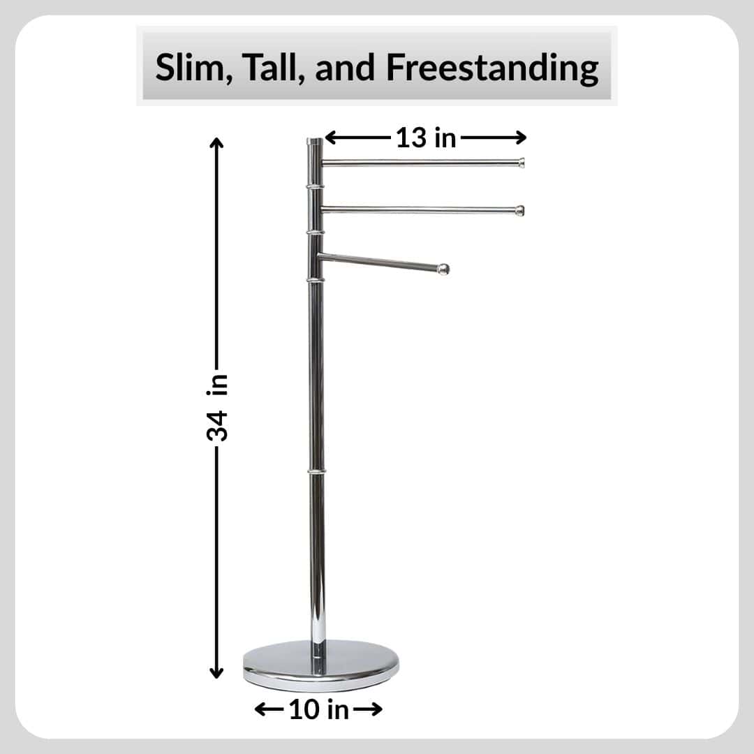 Evideco French Home Goods - Wholesale Towel Holder/Hanger - Freestanding 3-Arm Towel Rack in Stainless Steel5