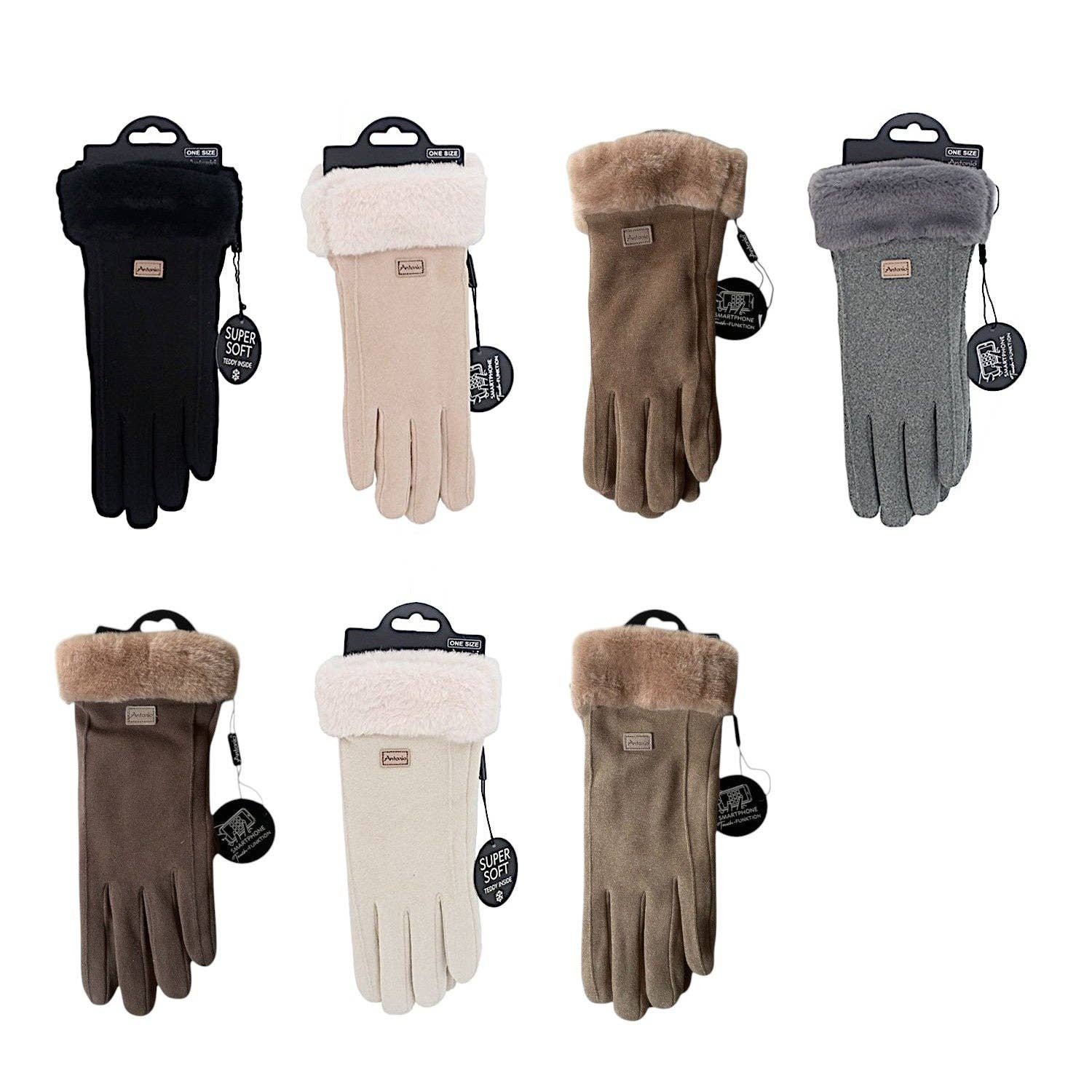 VewoTex – Großhandel Handschuhe – Damen – Damen Handschuhe gefüttert » Damenhandschuhe mit Touchfunktion » Winterhandschuhe mit Kunstpelz » Wildlederoptik "NY Style" Suede mit Fell7
