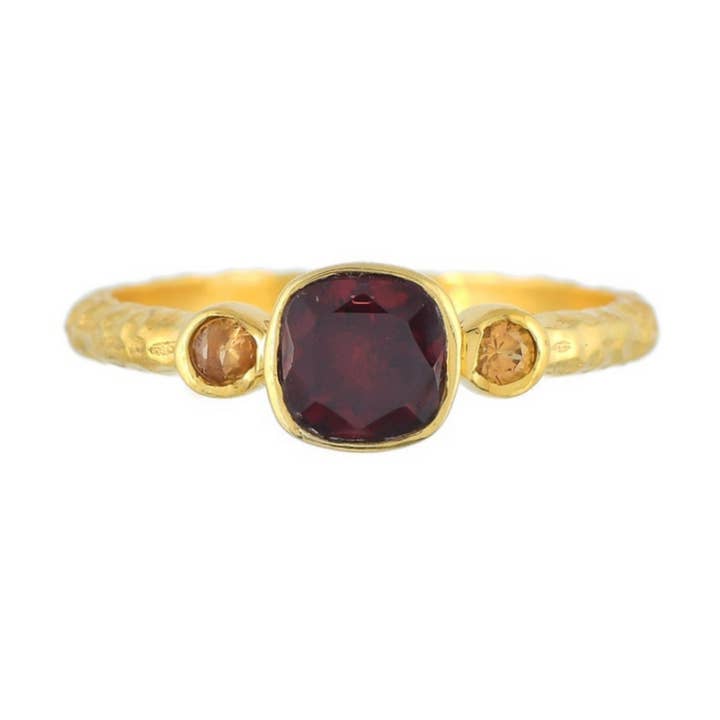 Garnet Citrine Gold Plated Ring, Minimal Dainty Accessories for wholesale by Misteerious Seed
