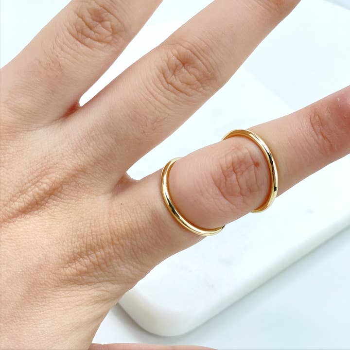 DIJU Jewelry - Wholesale Band/Stacked Ring - 18k Gold Filled Double 2-1 Simulated Stackable Ring1