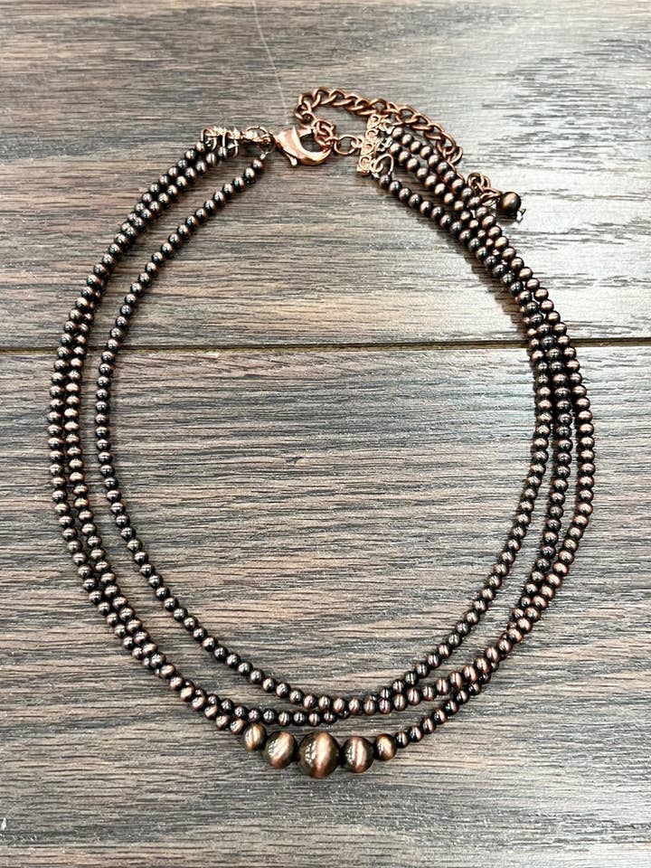 735896, Collana artigianale di perline Navajo in rame da 15" per la vendita all'ingrosso da parte di ISAC Trading Inc