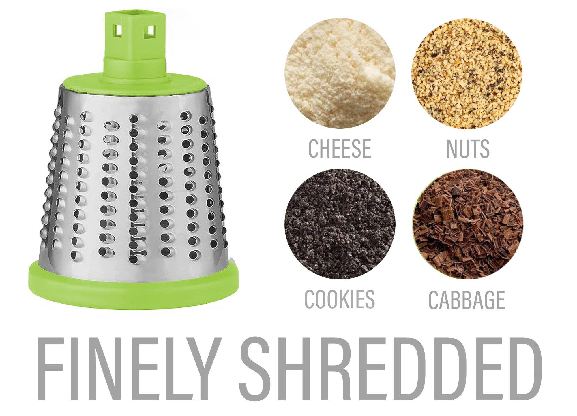 DE'VELO INC. - Vendita all'ingrosso Grattuge - Grattugia per Formaggio Rotante con Base a Ventosa e 3 Lame Intercambiabili17