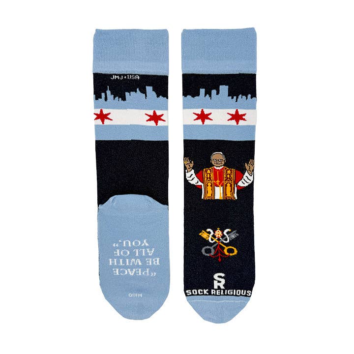 Sock Religious - Wholesale Socks - Unisex - Pope Leo XIV - Chicago Adult Socks1
