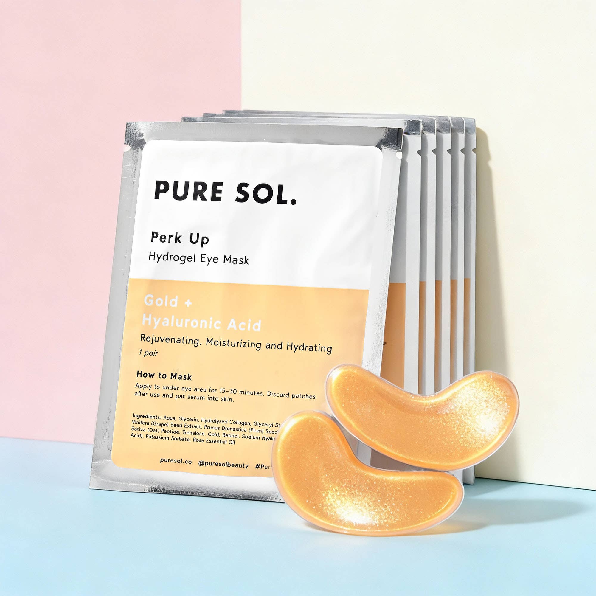 PURE SOL. - Vente Masques de traitement yeux - Masque pour les yeux Perk Up Gold - Sachet individuel16