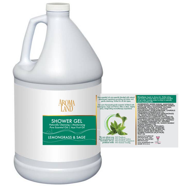 Bath & Shower Gel Lemongrass & Sage 1 gallon for wholesale by AROMALAND INC.