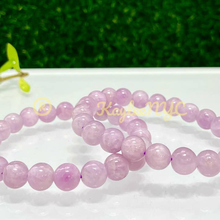 KayleeNYC - Wholesale Beaded Bracelet - Natural Kunzite 8mm 7.5” Crystal Bracelet He3