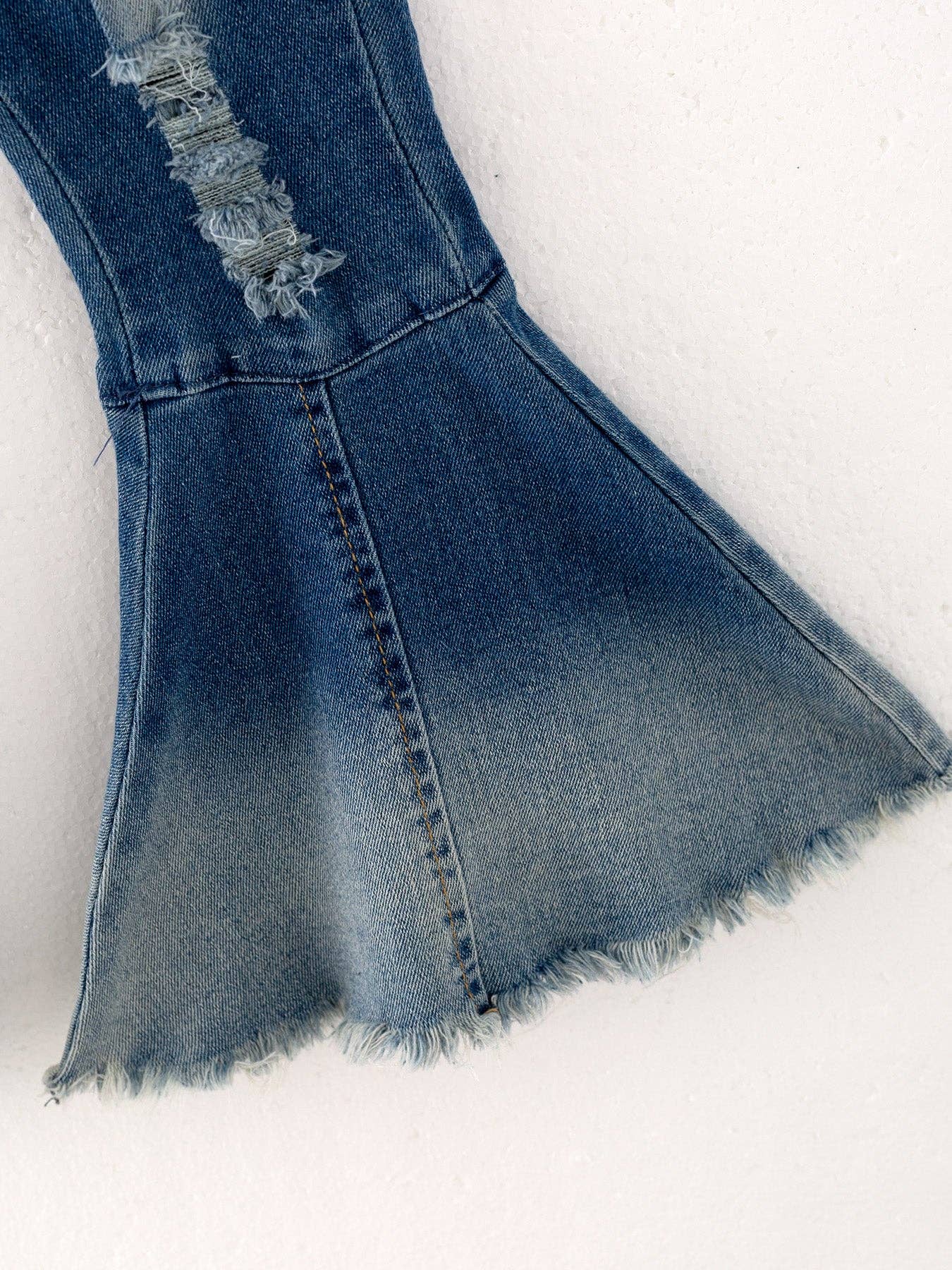 Rylee Faith Designs - Vente Jean – enfant - Pantalon en jean à bas évasé à couche serrée et élastique3