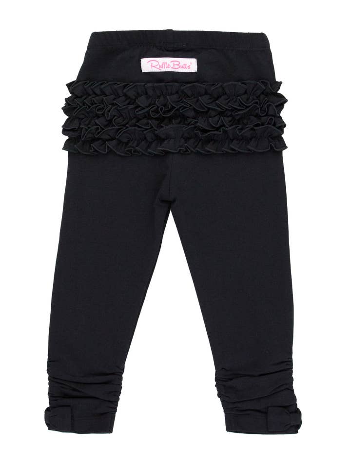 Baby Girls Black Ruched Bow Leggings for wholesale on Faire
