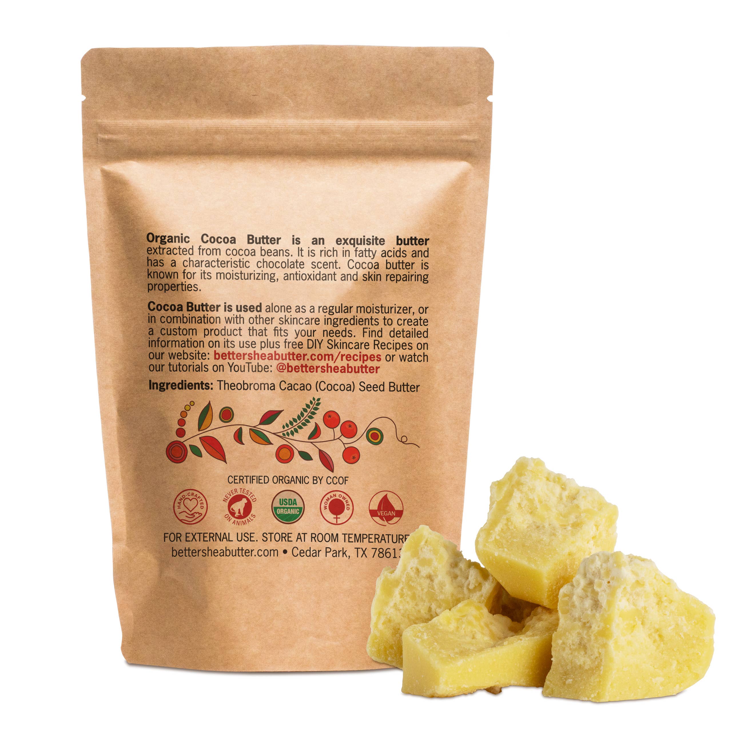 Better Shea Butter - Vente Baume/beurre pour le corps - Beurre de cacao biologique - bloc de 1 lb6