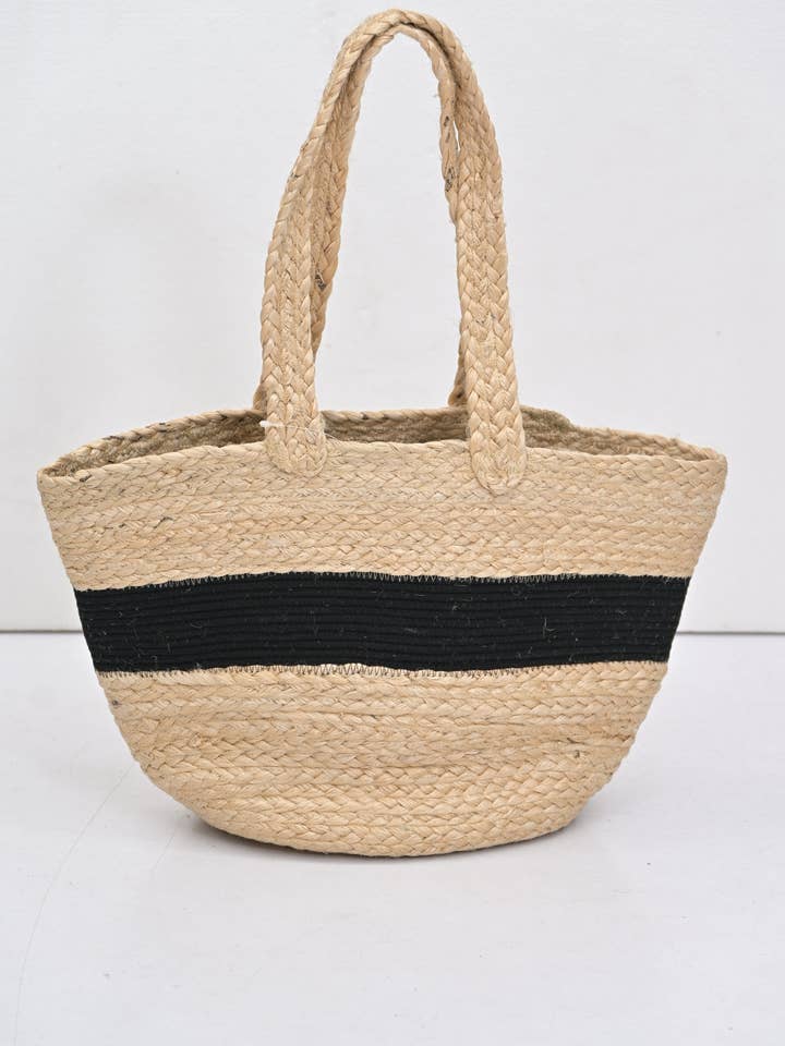 Sac à bandoulière rayé en paille pour la vente par Atolia Designs