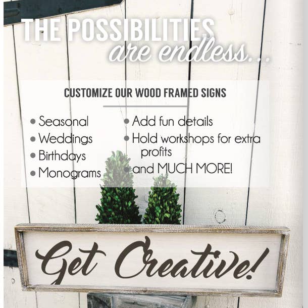 Adams & Co. - Wholesale Sign - 10010 - 14x18 wood framed blank sign w/removeable insert DIY