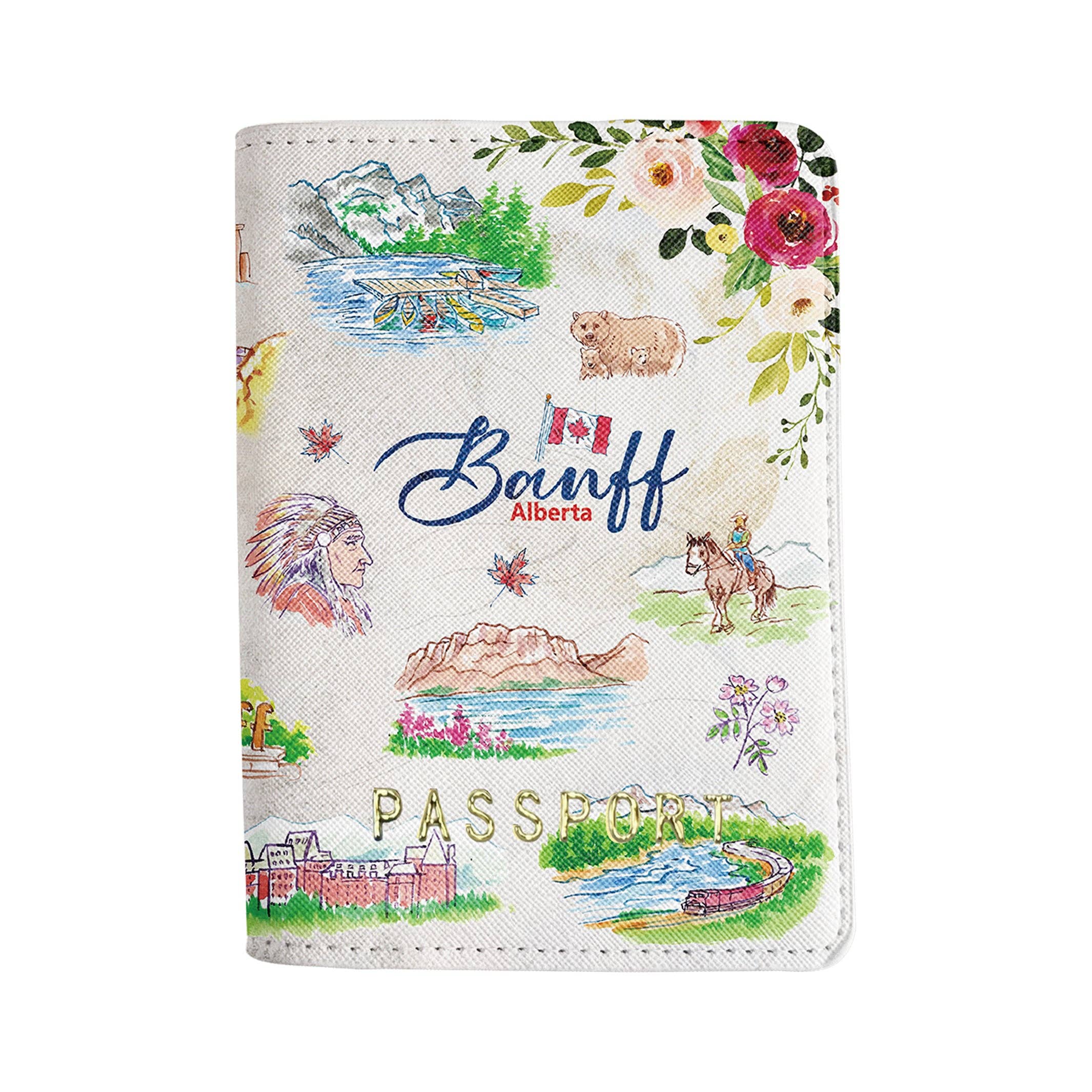 Northern Icons Canada - Wholesale Passport Case - Unisex - Banff Travel Illustration Passport Cover – Canadian Rockies Souvenir Holder1