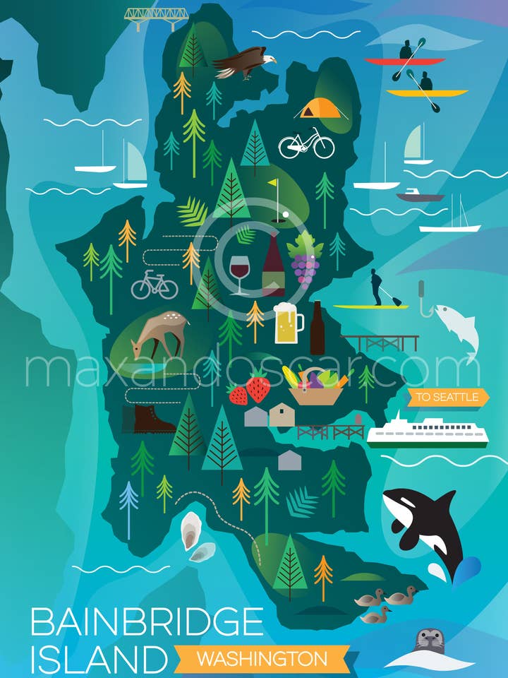 BAINBRIDGE ISLAND POSTCARD for wholesale by Max & Oscar