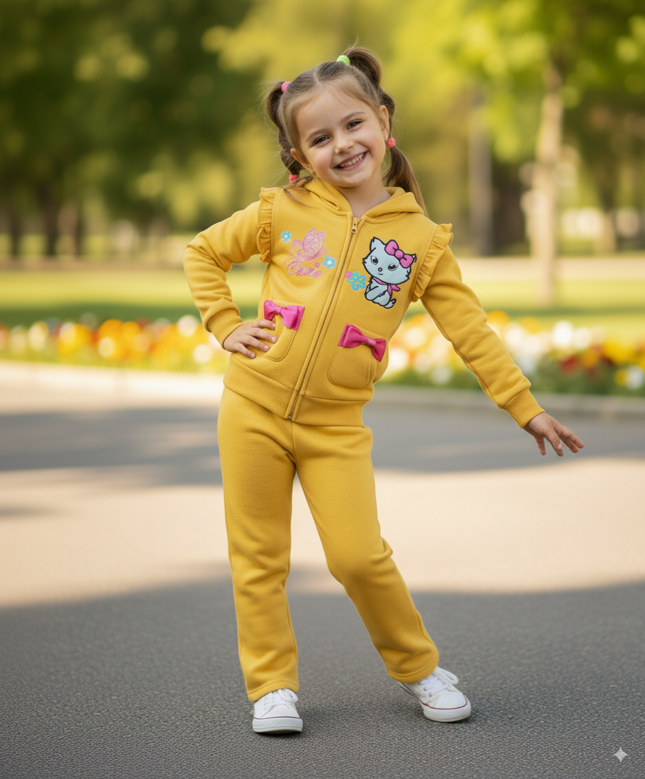 Unik - Wholesale Tracksuit - Kids - GW2319 Girl Cutie Cat Track Suit 2-43