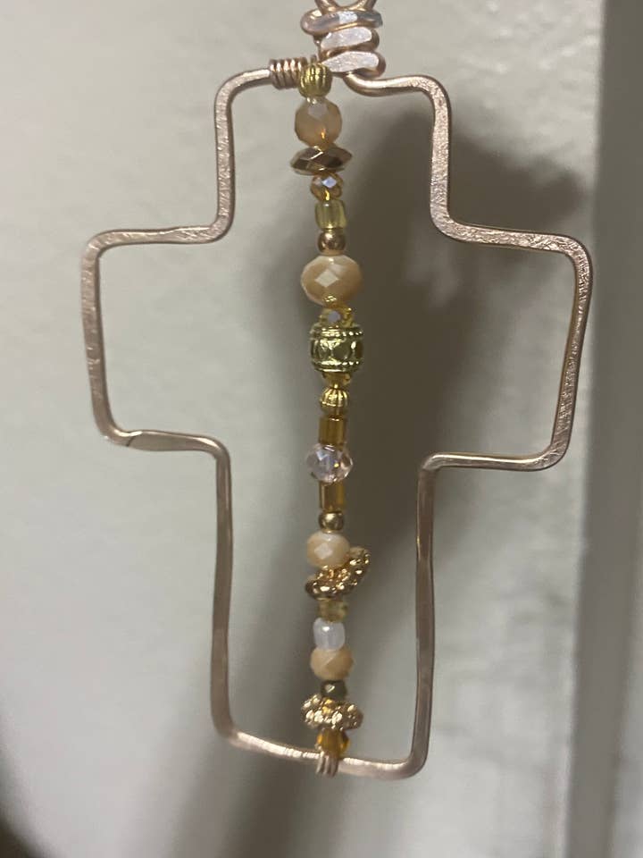 Christmas Ornaments: Crystal Open Cross for wholesale by Angela Catirina Jones