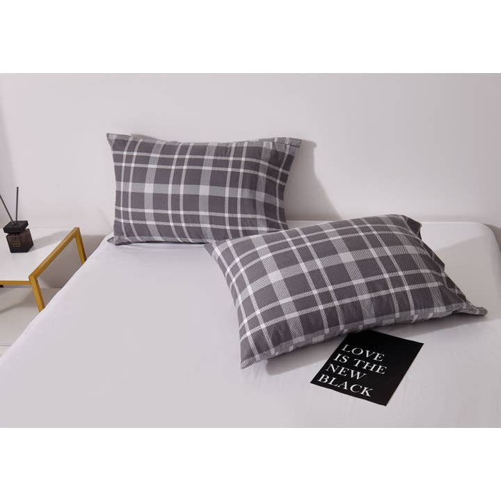 New Season Textile Inc - Wholesale Sheet Set - Flannel Printed Toasty Plaid Multi Grey Sheet Set1