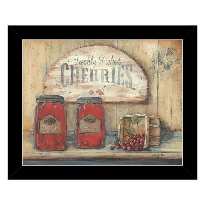 Décoration murale encadrée noire « CHERRY JAM » de Pam Britton pour la vente par Trendy Decor 4U