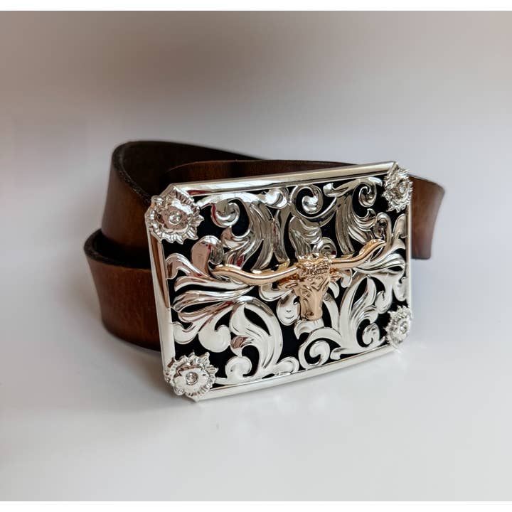 Boho Ranch Shop - Wholesale Belt Buckle - Unisex - Western Longhorn Steer Metal Belt Buckle9