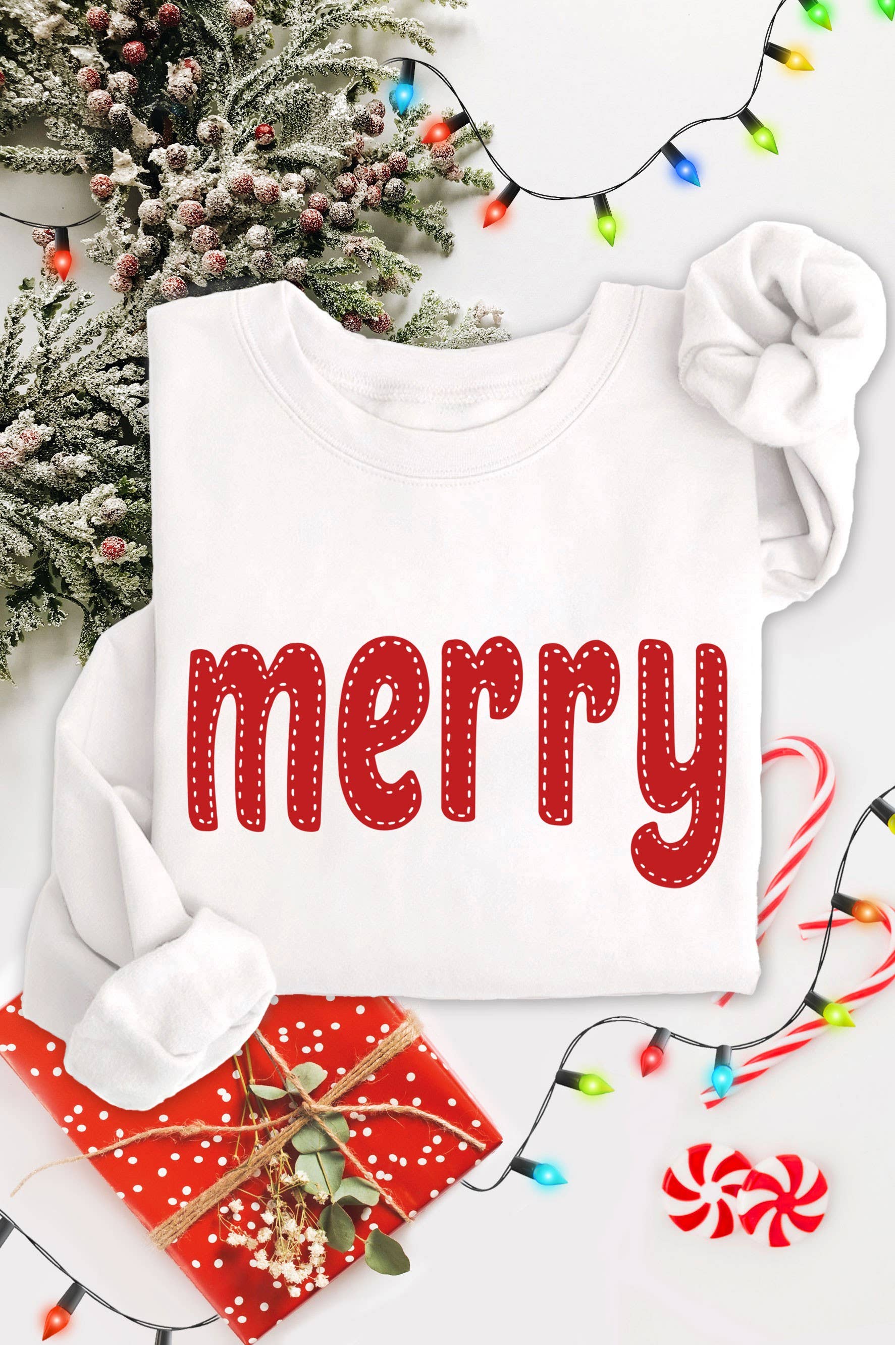 Rustee Clothing - Wholesale Graphic Sweatshirt - Women's - MERRY STITCH LOOK GRAPHIC BRUSHED SWEATSHIRTS3