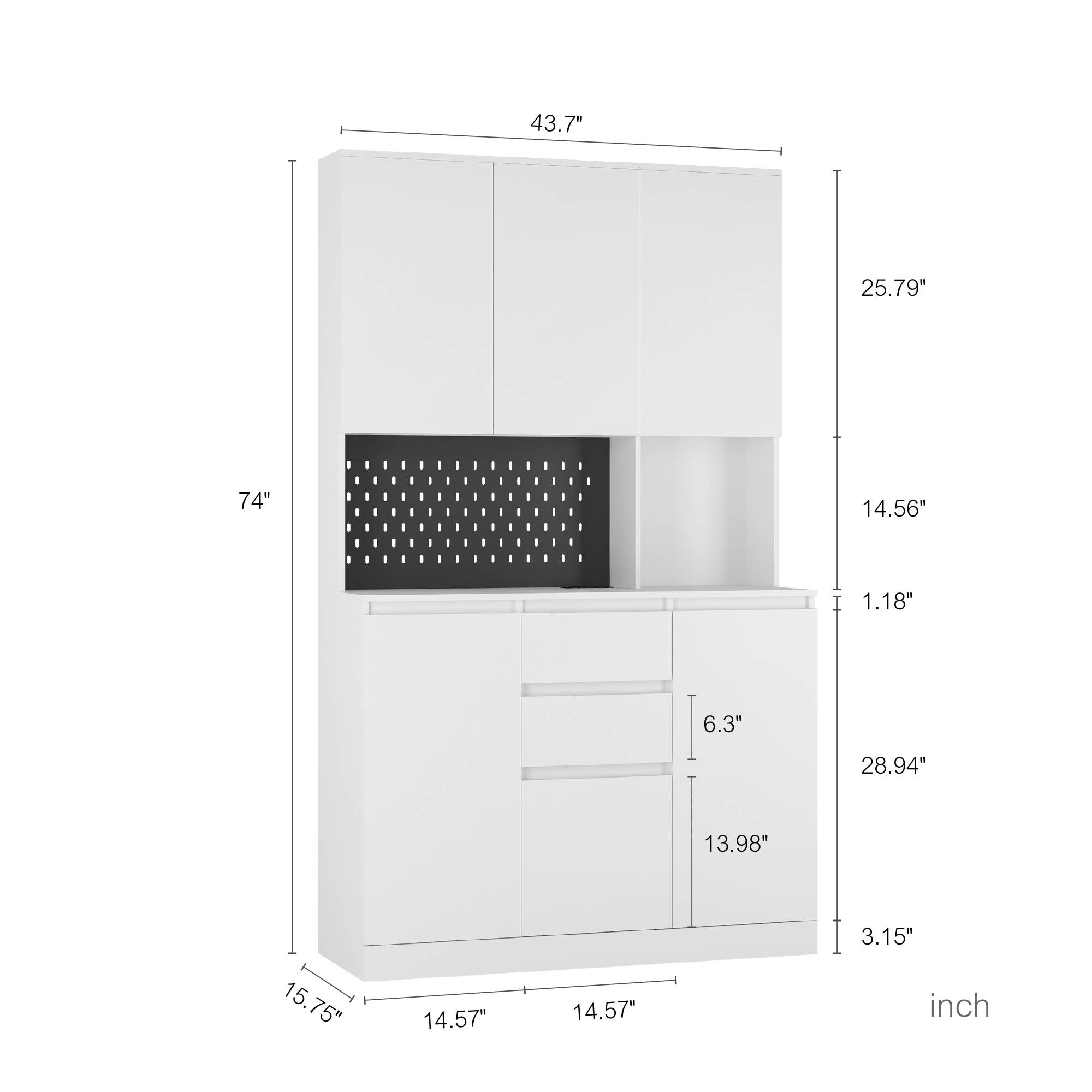 39F Inc. - Vente Armoire - Armoire de garde-manger 74", station de charge, support pour micro-ondes12