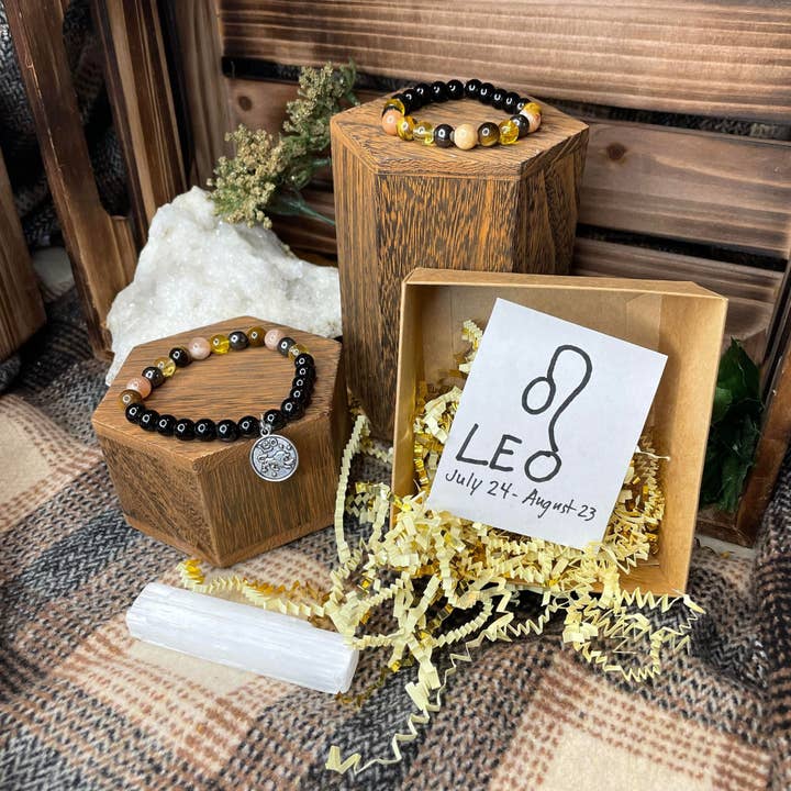 Leo Horoscope Crystal Bracelets | Crystal Gifts | Healing Crystals | Jewelry | Gemstone Jewelry | Zodiac Bracelets | Star Sign Sun sign for wholesale by PetrichorKC