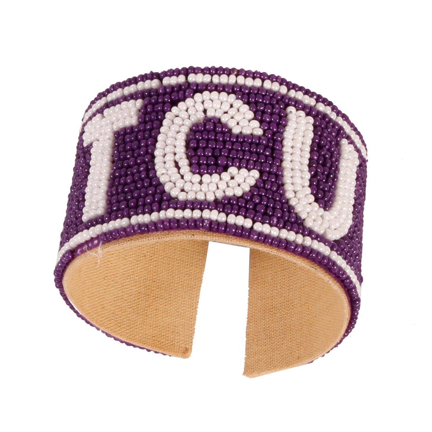 Desden – wholesale Manschettarmband – TCU Horned Frongs Pärlmanschett i lila och vitt av Desden0