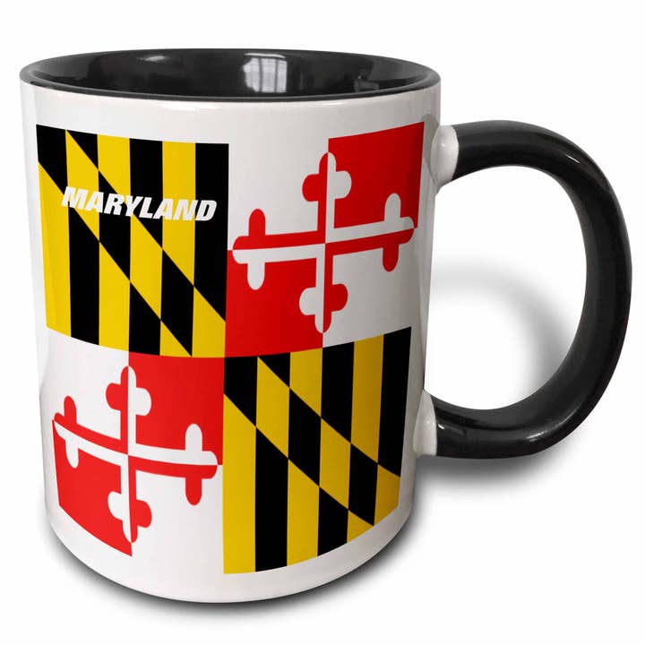 11oz Two-Tone Black Mug State Flag Of Maryland for wholesale by 3dRose