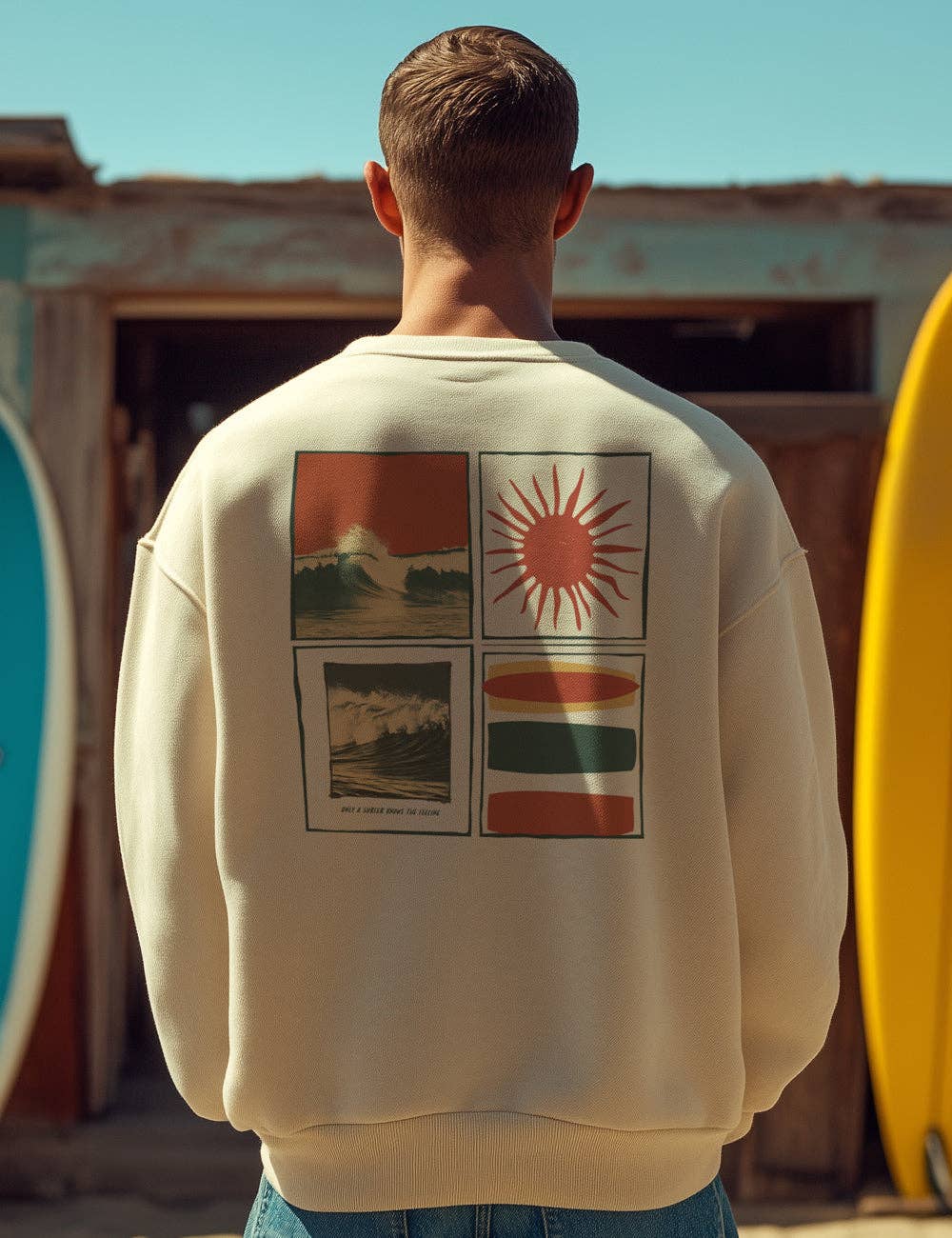 vintage white Only a surfer knows the feeling for wholesale on Faire0