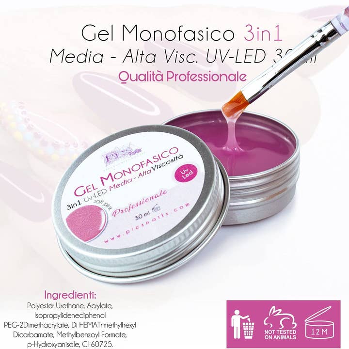 Pics Nails - Wholesale Nailcare Set - Monophasic Gel Builder UV-LED Professional 3In1 Clear Pink for Nails - 30 Ml Medium-High VISCOSITY Self-Leveling for Nails Extension, Ultra Resistant for Nail Reconstruction1