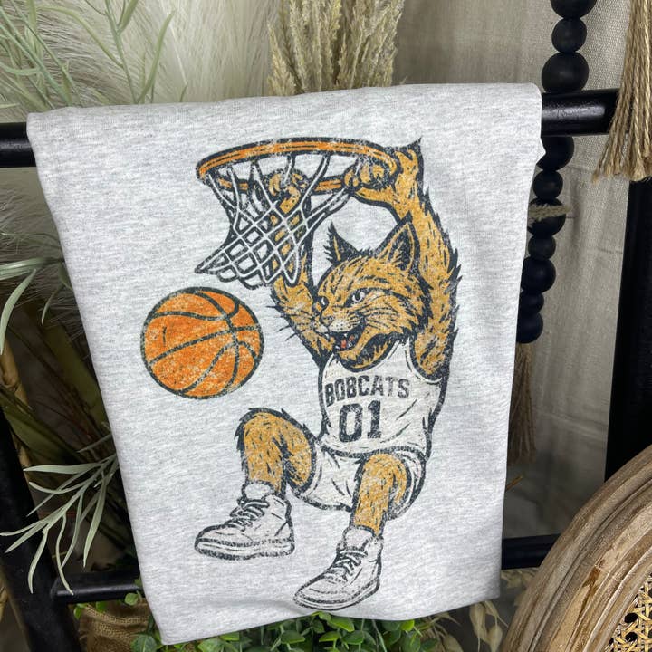 Ash Grey Bobcats Basketball (Gildan Tee) for wholesale on Faire0