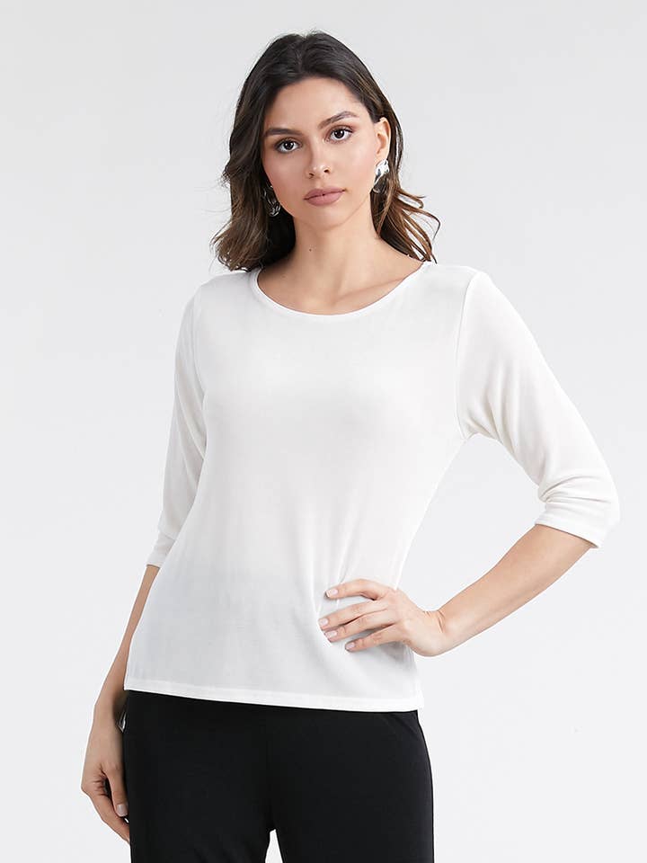 Acetate Image Top - 3/4 Sleeve-1034AY-QRS1 for wholesale by Jostar