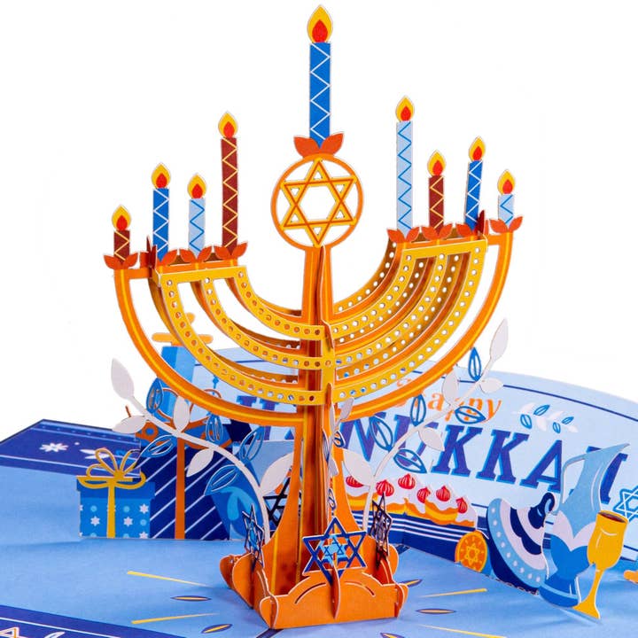 Cartão Pop-Up 3D de Menorá de Hanukkah por atacado de Paper Love