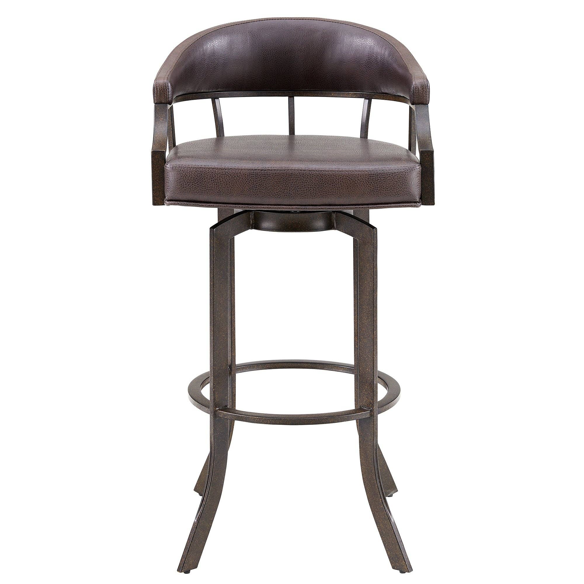 Armen Living - Wholesale Stool - Edy Modern Faux Leather and Metal Swivel Barstool5