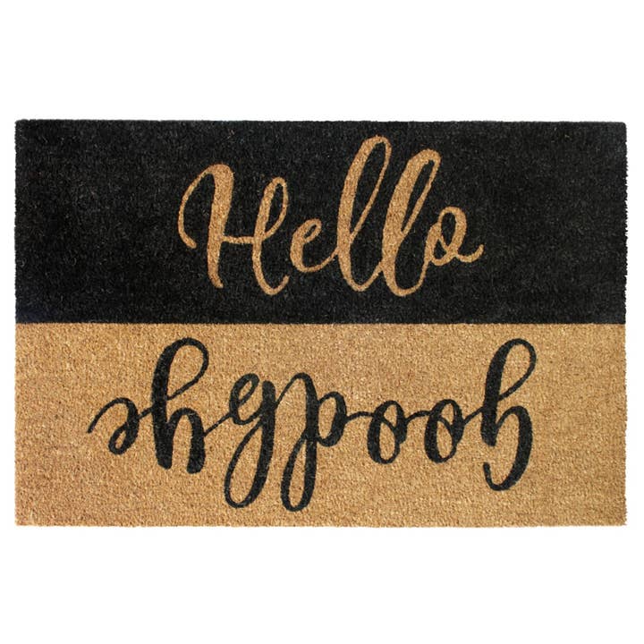 RugSmith - Wholesale Door Mat - RugSmith Black Hello Goodbye reverse Doormat, 24"x36"