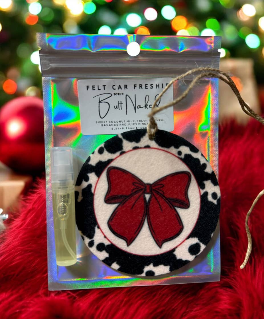 The Prickly Five - Wholesale Car Freshener - Women's - Cow Print Bow Felt Freshie