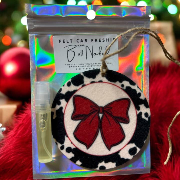 The Prickly Five - Wholesale Car Freshener - Women's - Cow Print Bow Felt Freshie0