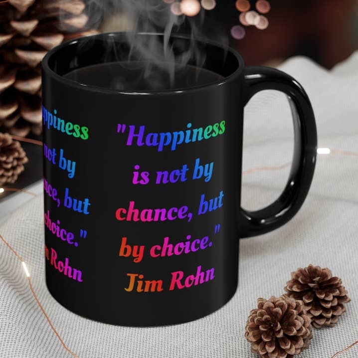 Le bonheur est un choix - Mug noir de 11 oz pour la vente par Lilly's Artwork