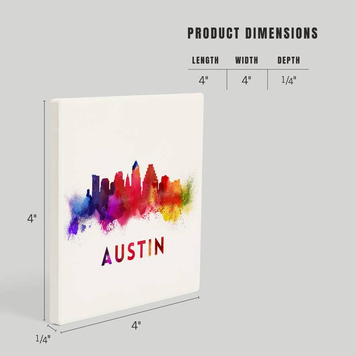 Lantern Press - Wholesale Coasters - CERAMIC COASTER Austin, Texas, Skyline Abstract