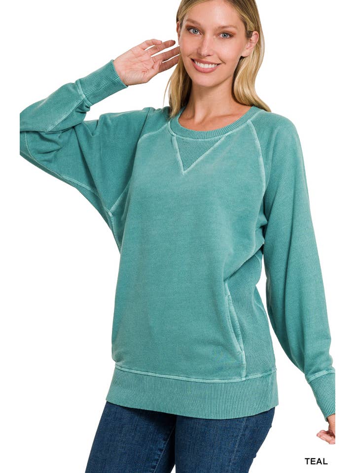 Vanilla Monkey - Vendita all'ingrosso Felpa - Donna - Pullover French Terry tinto a pigmento con tasche9