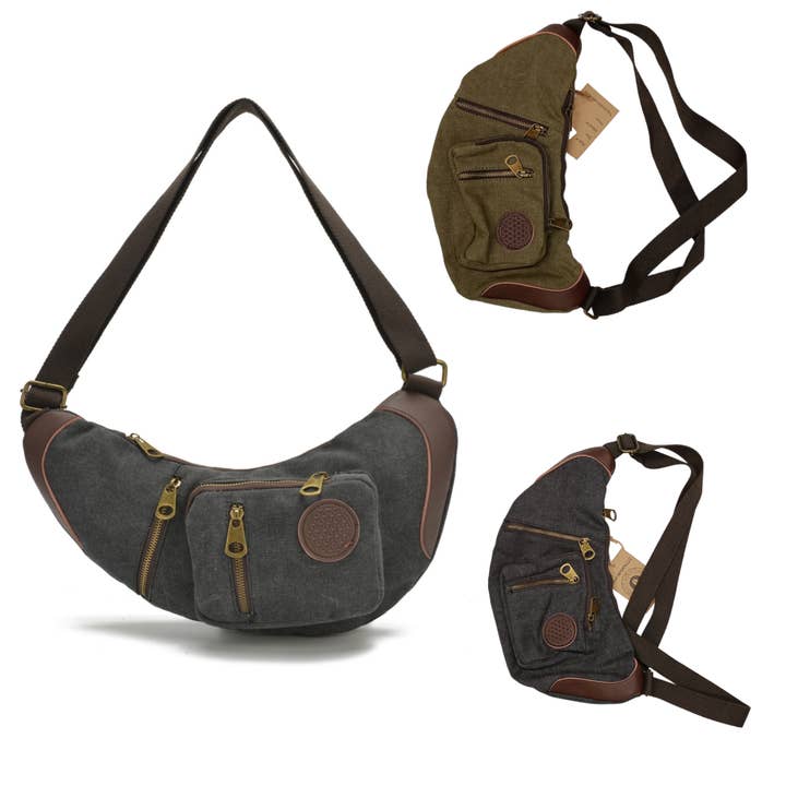 386 Canvas Crossbody Banana Bags for wholesale by Kala Imports LLC