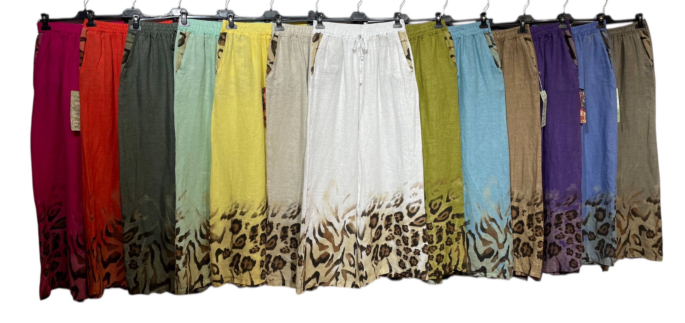 LINEN & COTTON HOUSE – Engroshandel Overdelssæt – til kvinder – Leopardmønstret hørskjorte og bukser sæt 09002 4840313