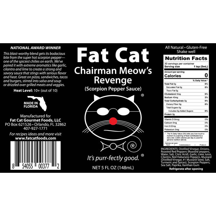 Fat Cat – Großhandel Scharfe Soße – Chairman Meow’s Revenge Scorpion Pepper Hot Sauce (12 Stk.)5