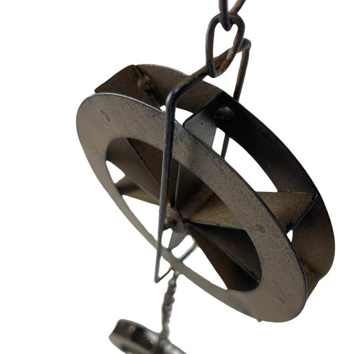 Zeckos - Wholesale Outdoor Ornament/Decor - 78-Inch Metal Rain Chain with 6 Water Wheels & Weighted Bell16