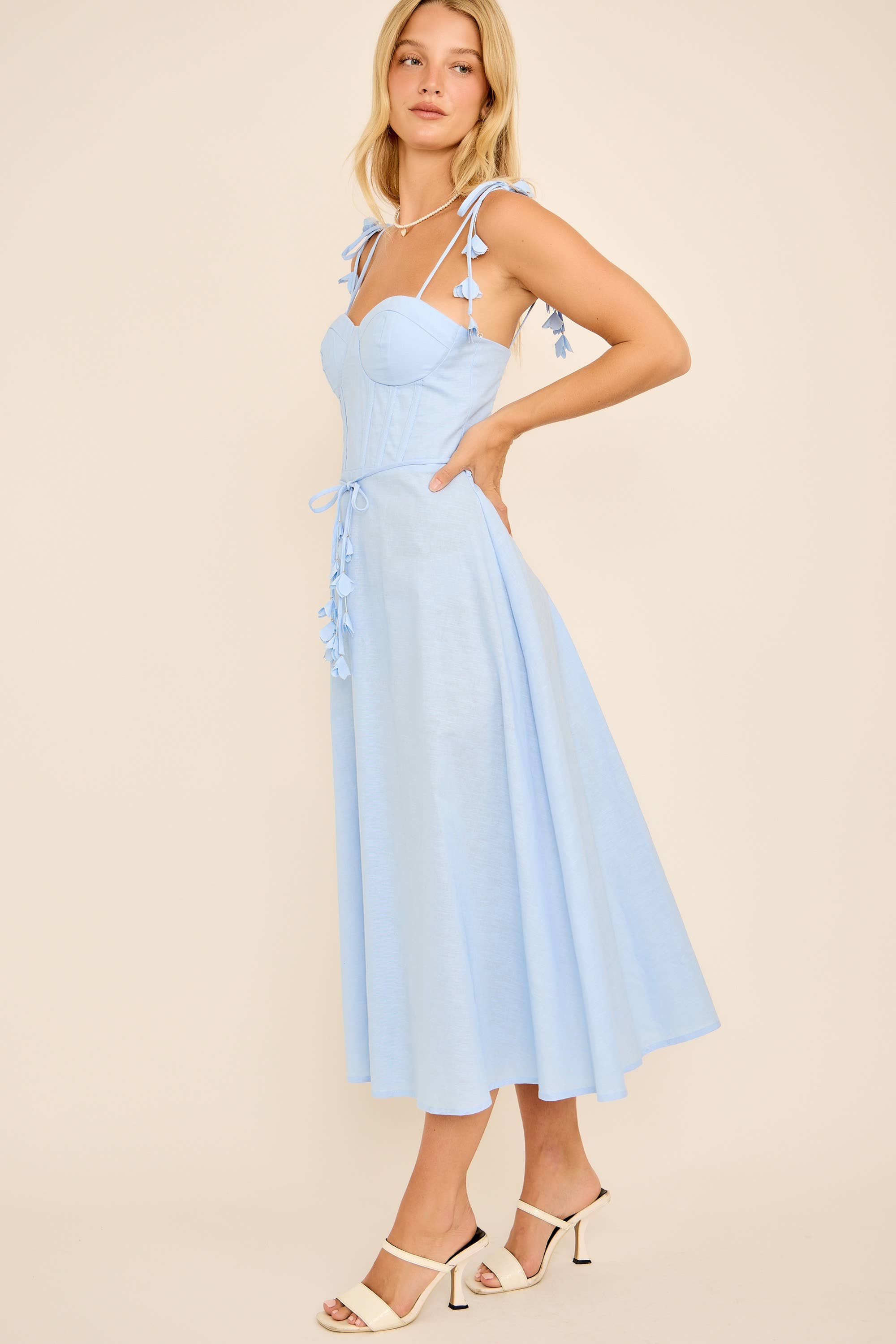 Main Strip - Wholesale Dress - Women's - Tie Belt Flare Midi Dress11