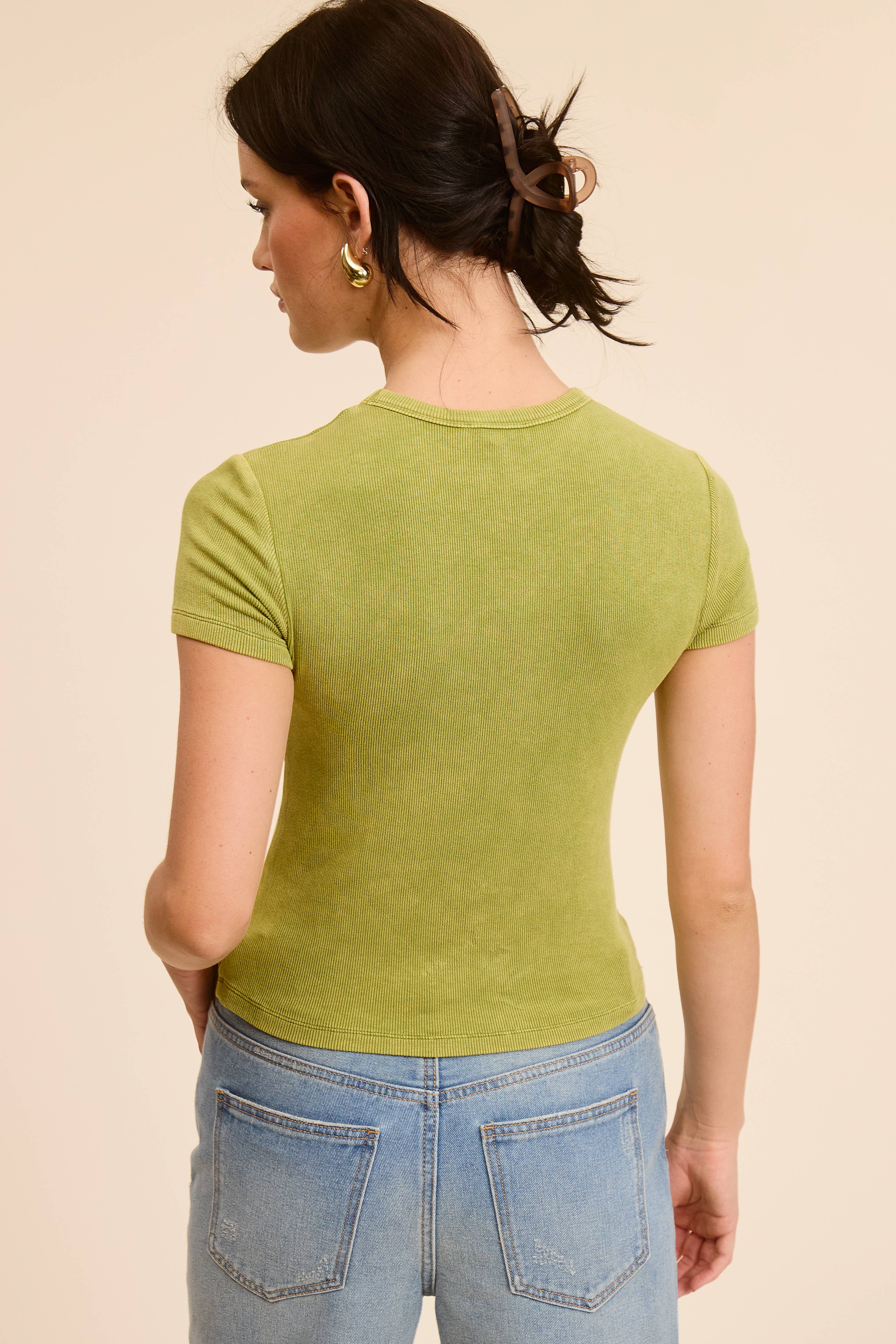 Mimosa - Wholesale Knit Top - Women's -  Garment Dye Wash Short Sleeve Knit Top11