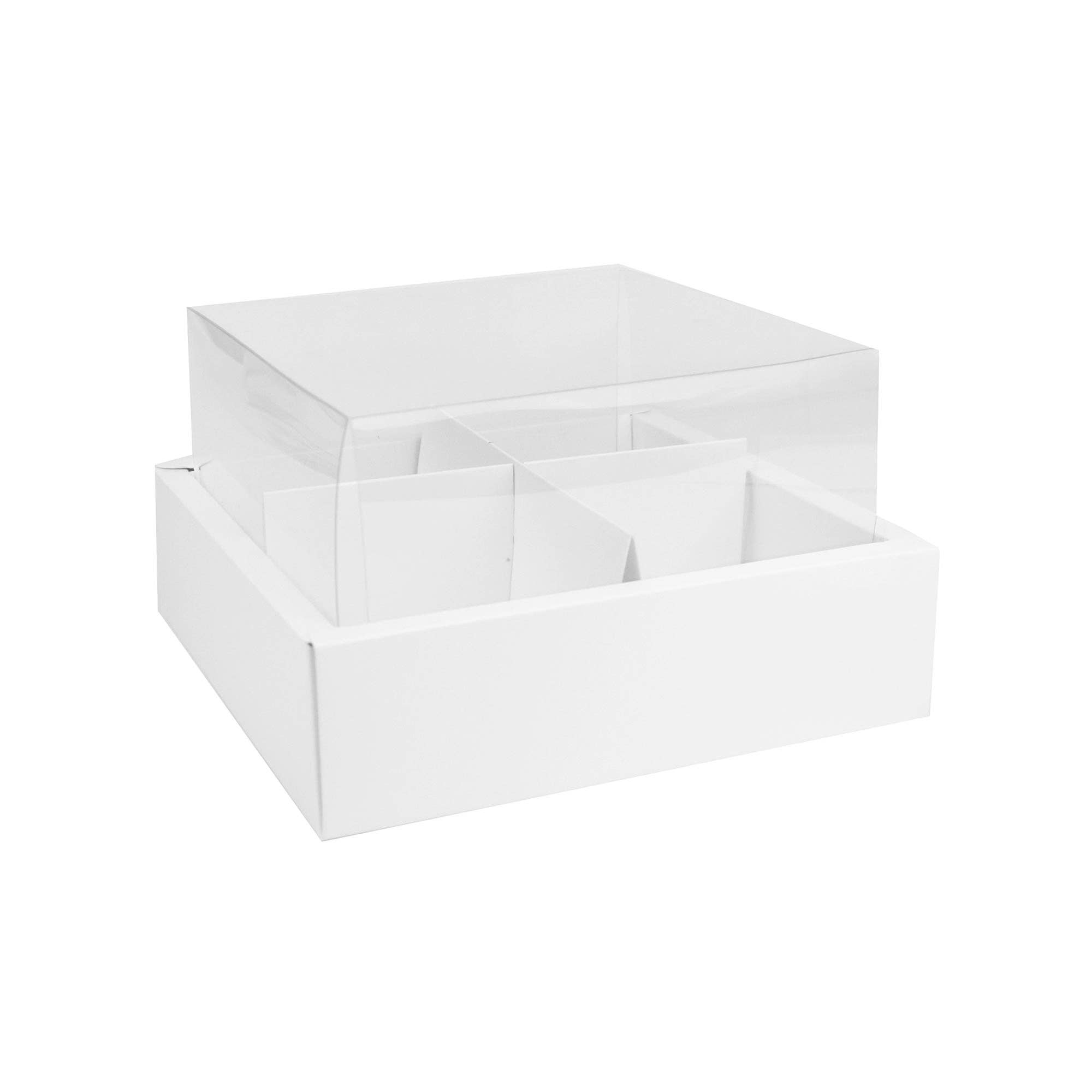 Emartbuy - Wholesale Gift Box - Transparent Lid Pastry Boxes with Removable Compartments Pack of 12 (Holds 4 Cupcakes)3
