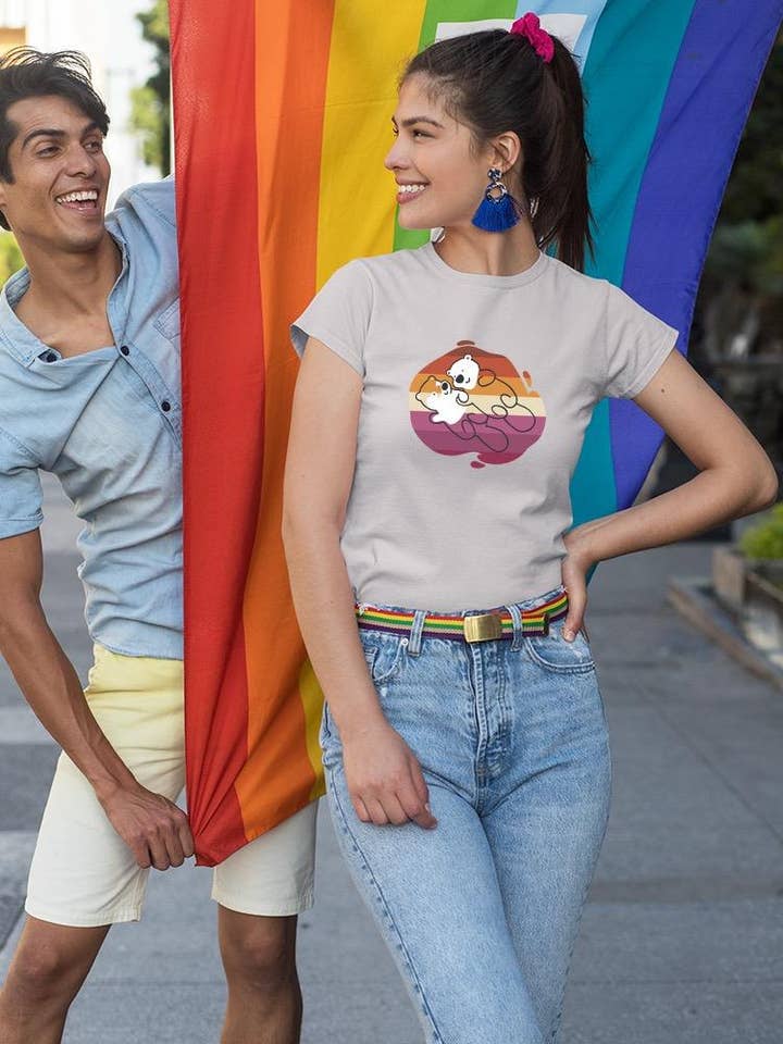 Beaver Couple W Pride Flag Tshirt for wholesale by SmartPrintsInk