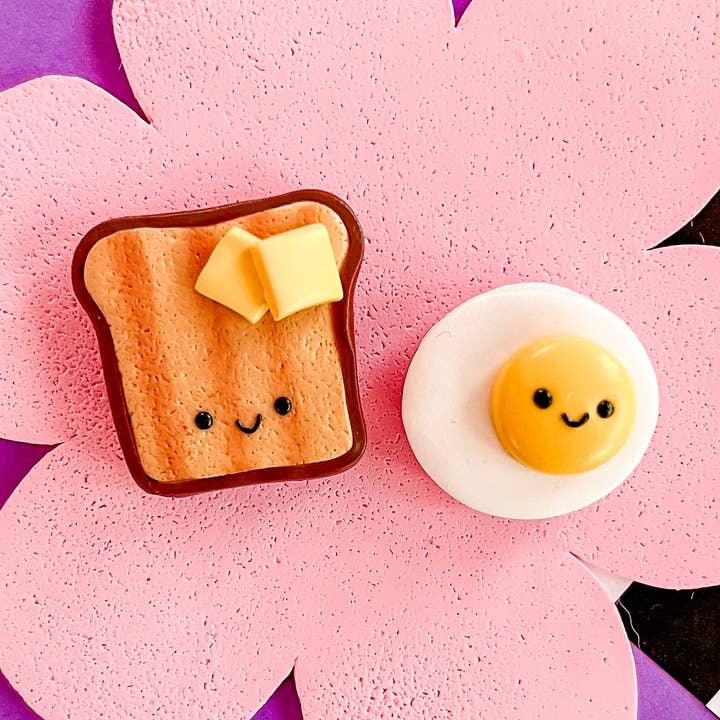 Larry’s Waffle Shop – Íman por atacado – Ovo + Toast Mats | Ímãs de Argila Polimérica3