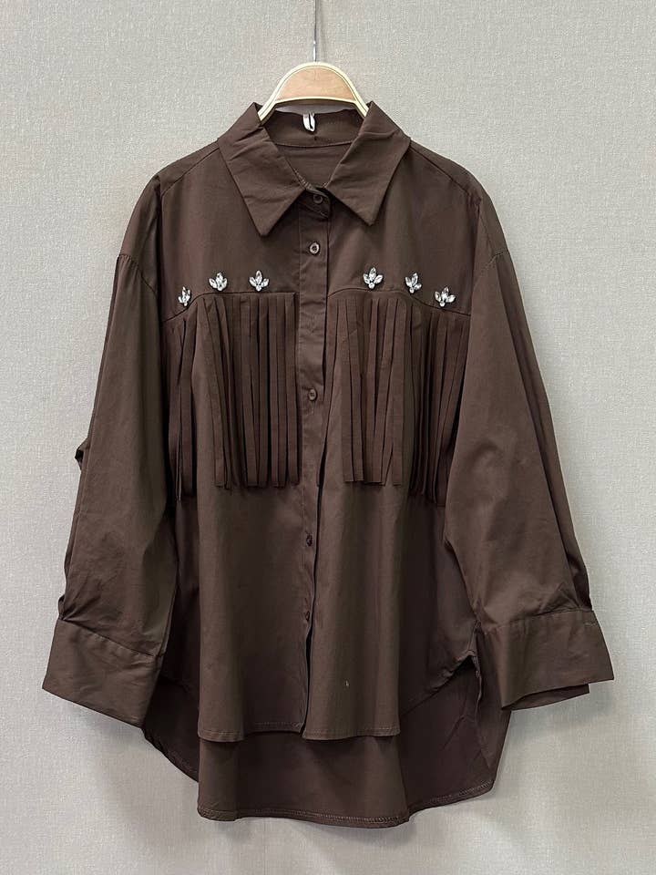 SWEET MAGIC MODA Y COMPLEMENTOS - Wholesale Button Down Shirt - Women's - COTTON FRINGE SHIRT5